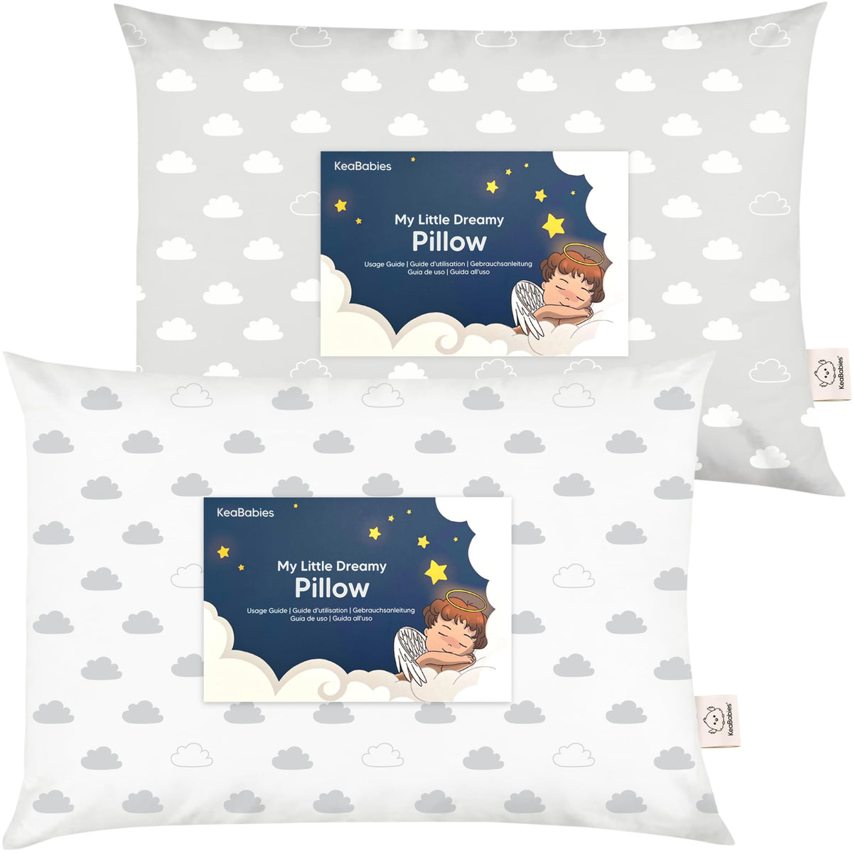 KeaBabies 2pk Toddler Pillows 2 Year Old to 5,14x20 Kids Pillow(Soft White)