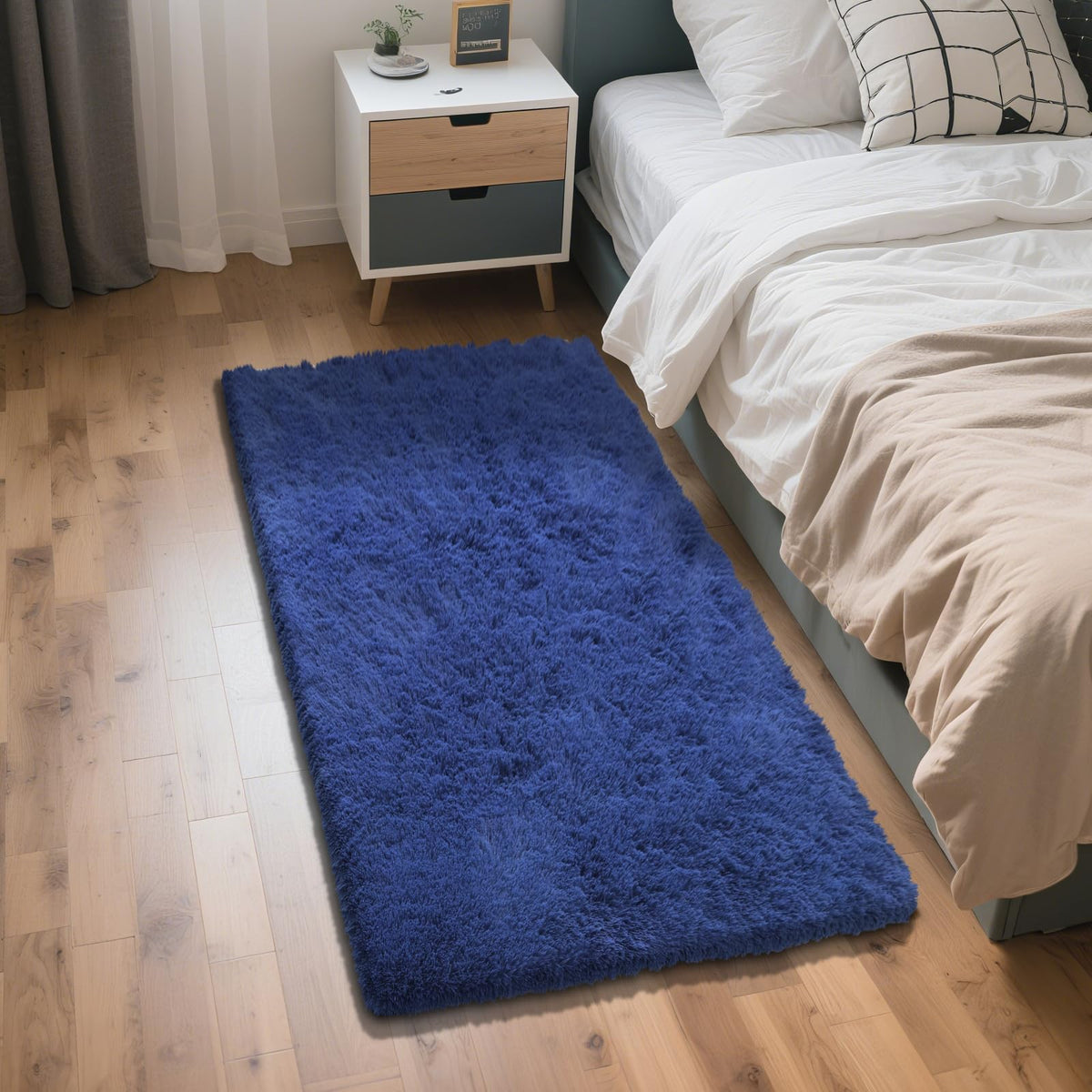 4x6 Beige Rug for Bedroom, Fluffy Shag Area Rug Small Rug Bedroom Carpet