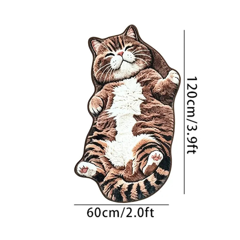 Adorable Lazy Cat Shaped Rug, Creative Cartoon Home Decor, Soft Comfortable Mat for Sofa, Coffee Table, Living Room, Bathroom, Boho Washable Rug
