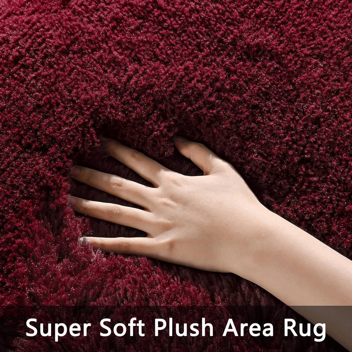 AILYEI Soft Shag Rugs For Bedroom, Burgundy Red Fluffy Shaggy Rugs For Living Room Nursery, Luxury Modern Plush Carpet Girls Boys Kids Room Dorm Indoor Home Decor, Upgrade Non-Slip