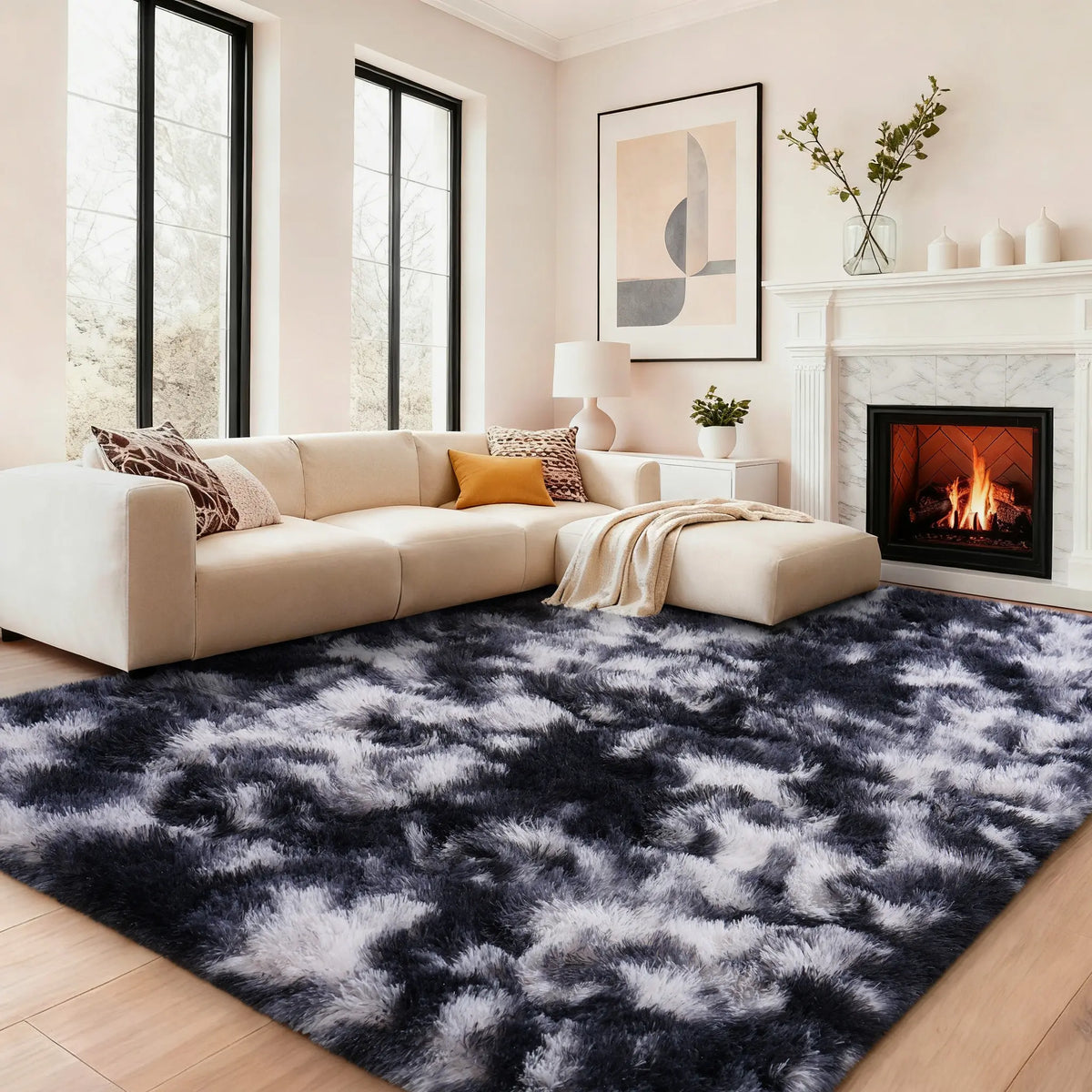 【Moving Season】MUGORN Multi-Size 3-Layer Super Soft Shaggy Fuzzy Rug, Modern Minimalist, Hand-Washable, Modern Shaggy Rug for Bedroom, Dorm Room Decor, Home Furnishings rugs for living room carpet