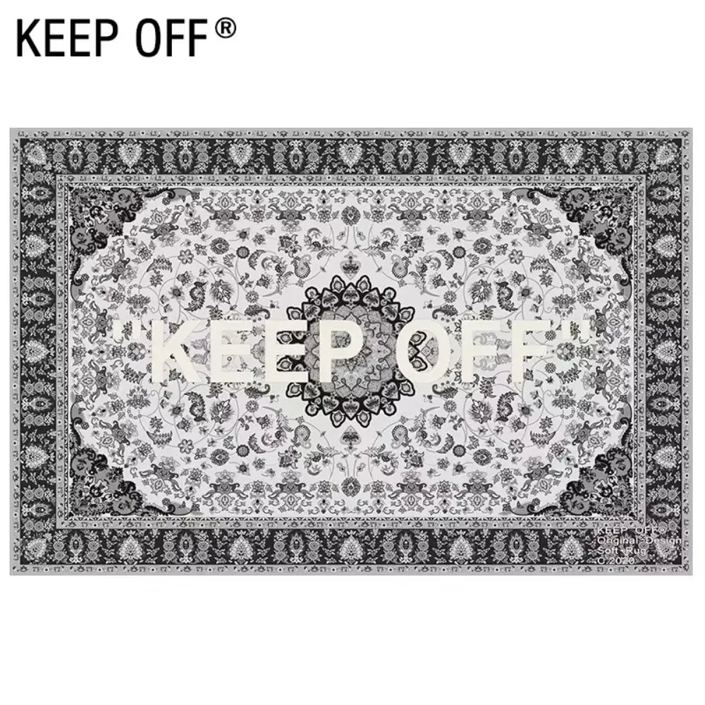 "SHOES OFF" Distressed Black Flannel Area Decorative Rug, House Decor Rug, Home Decor Rugs - Oversized Soft & Thick Plush Mat for Entryway & Bedroom, Non-Slip Thick Minimalist Quote Home Decor for Modern Enthusiasts