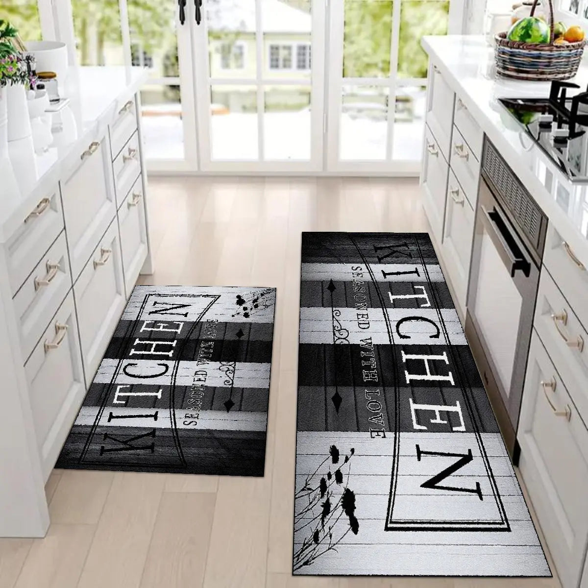 Non-Slip Kitchen Mat Set, Vintage Wood Pattern Farmhouse Design, Soft Comfortable Rug for Kitchen Living Room Bedroom Use, Rugs for Kitchen Floor