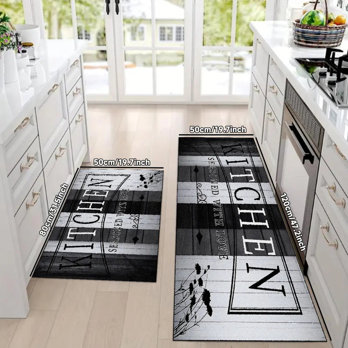 Non-Slip Kitchen Mat Set, Vintage Wood Pattern Farmhouse Design, Soft Comfortable Rug for Kitchen Living Room Bedroom Use, Rugs for Kitchen Floor