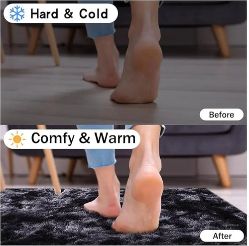 1pc Super Soft Thick Microfibre Fluffy Modern Rug - Decorative Area Rug with Watercolour Modern Design, Plush Indoor Accent for Bedroom, Holiday Christmas Decor, Housewarming Gift