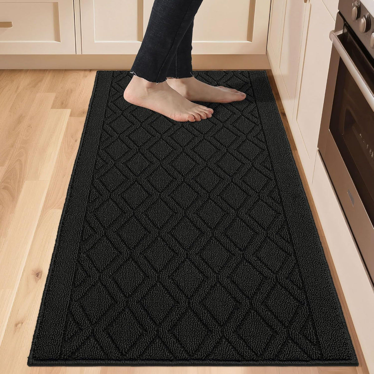 COSY HOMEER 48x20Inch/30X20Inch Kitchen Rug Mats,Grey