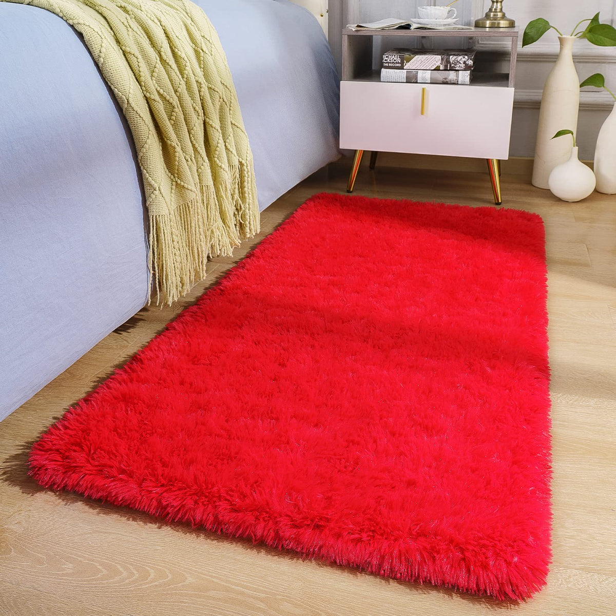 BENRON Cream White Fluffy Rugs for Living Room Bedroom 4x6, Washable