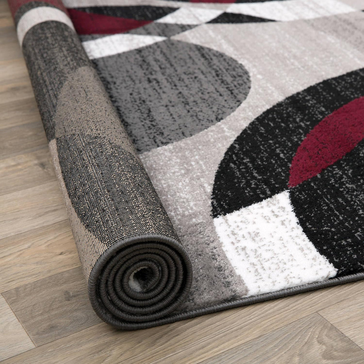 Rugshop Overlapping Circles Modern Geometric Area Rug Red 7'10" x 10'2"