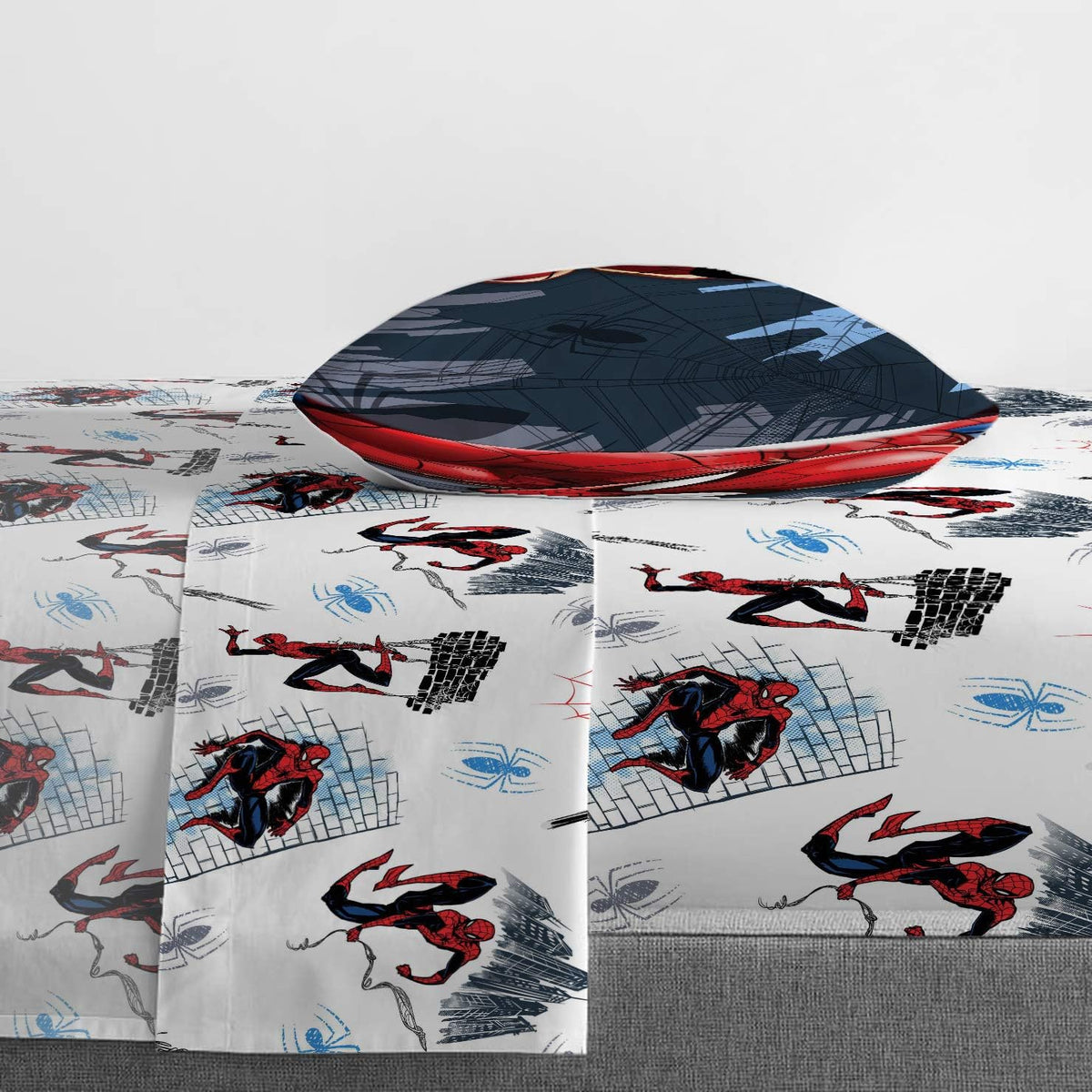Marvel Spiderman Twin Comforter Set 4 Piece Kids Bedding for Boys, Multi