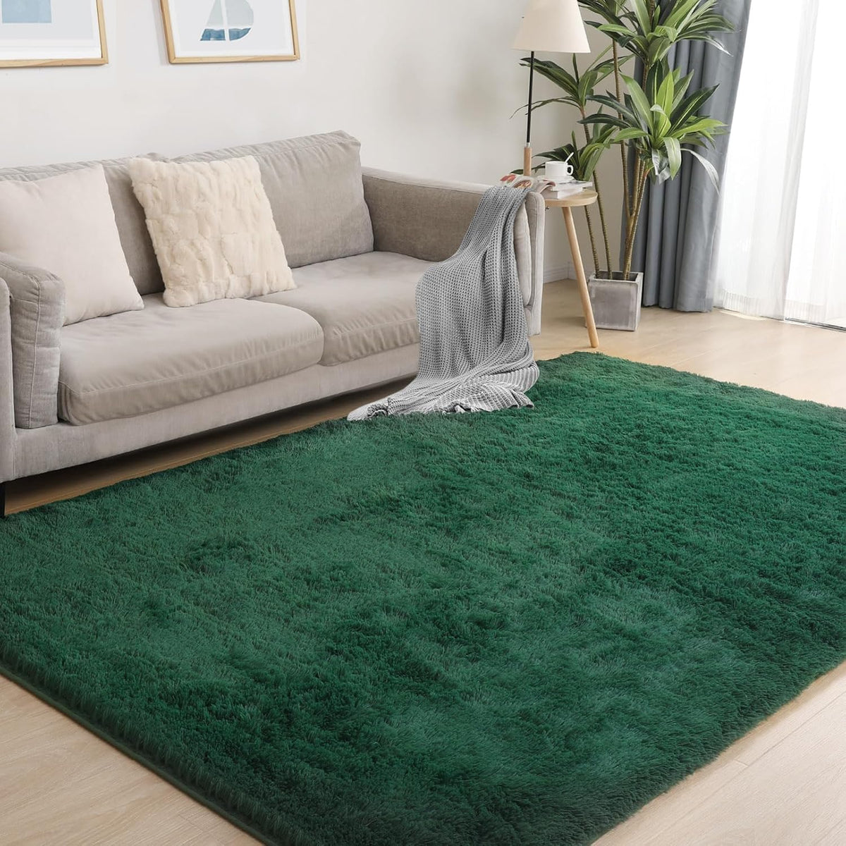 Puremy Fluffy Shag Area Rug, 4x6 Grey Rugs for Bedroom, Soft Plush Area Rugs for Living Room, Non-Slip Indoor Carpet for Nursery, Study Room, Dressing Room, Home Decor