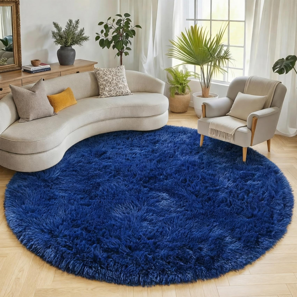 Area Rugs for Bedroom Living Room, 4x6 Fluffy Grey and Black Geometric Rug