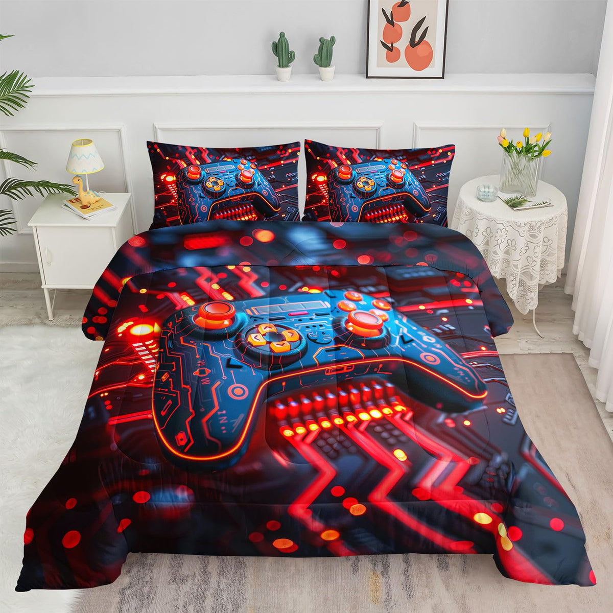 Kids Comforter Set Farm Theme Printed Pattern Bedding Set with 1 Comforter and 2 Pillowcases for Girls Boys Bedroom All Season(Farm Theme01 Twin)