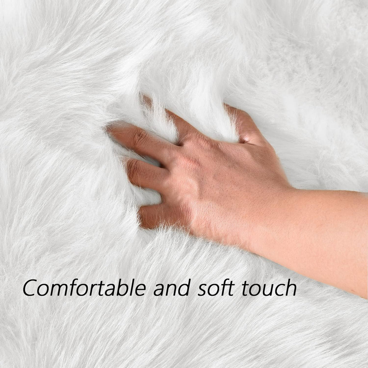 Latepis White Faux Fur Sheepskin Rug 4x6 for Living Room, Fuzzy Rugs Fluffy Washable Rug for Bedroom, Playroom, Luxury Room Decor, Rectangle