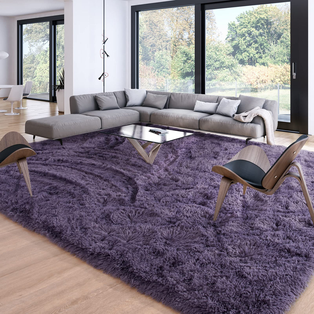 Merelax Soft Area Rug for Livingroom Bedroom, Machine Washable 4x6 Black Rugs Fluffy Shaggy Bedside Rug, Non Slip Indoor Carpet for Nursery Kids Room Home Decor Aesthetic