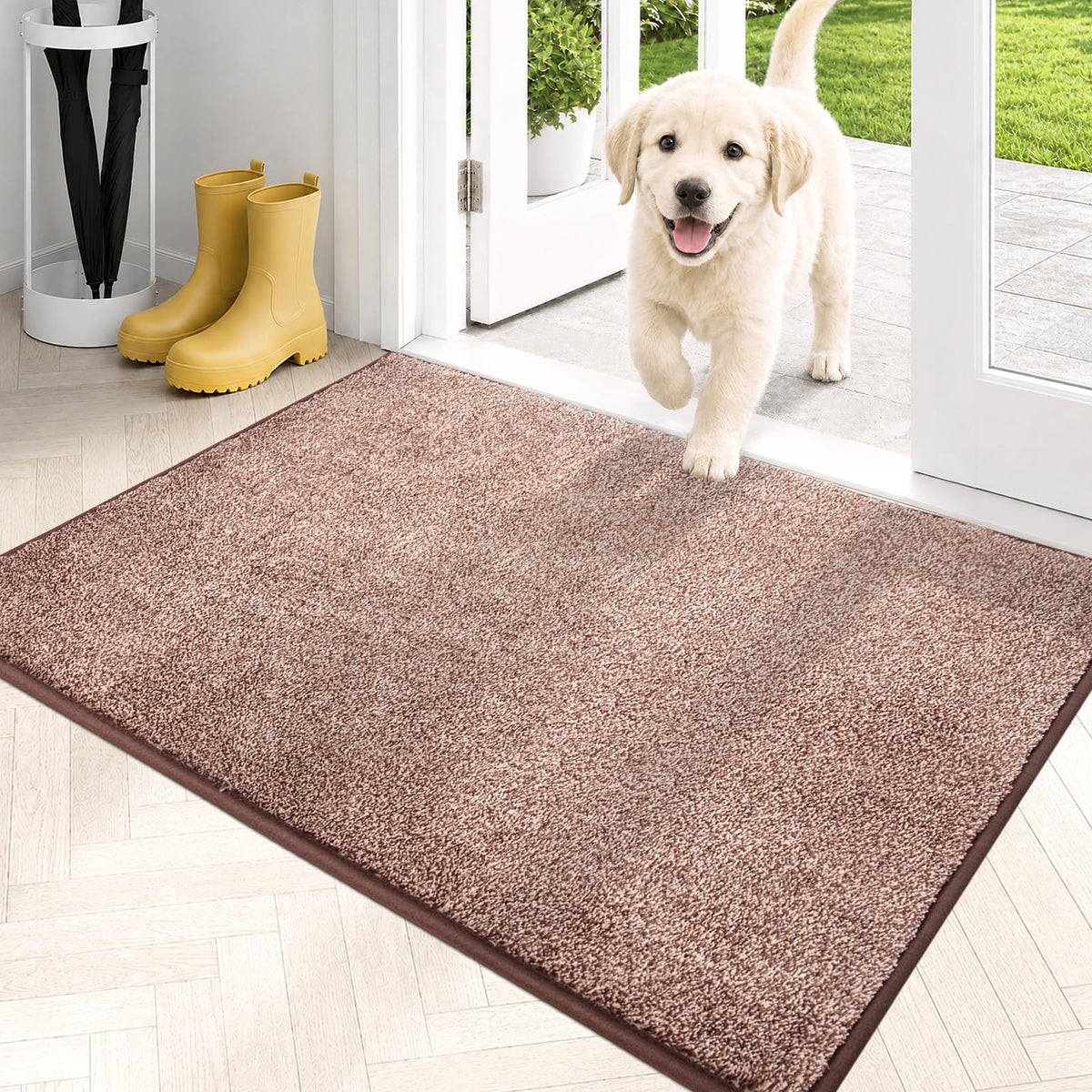 PURRUGS Dirt Trapping Indoor Door Mat, 20" x 31.5", Bluish Grey-Black