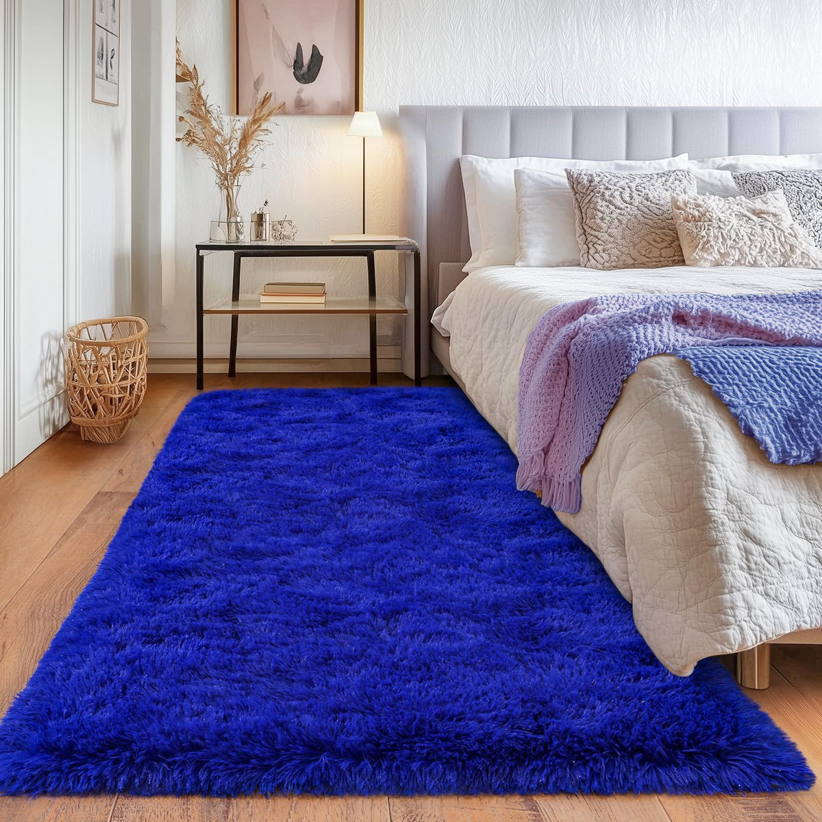 Black Rug for Bedroom, Soft Shaggy Modern Shag 4x6 Area Rugs for Living Room, Upgrade Non-Slip Plush Fluffy Carpet for Kids Boys Girls Room Dorm Home Decor Aesthetic