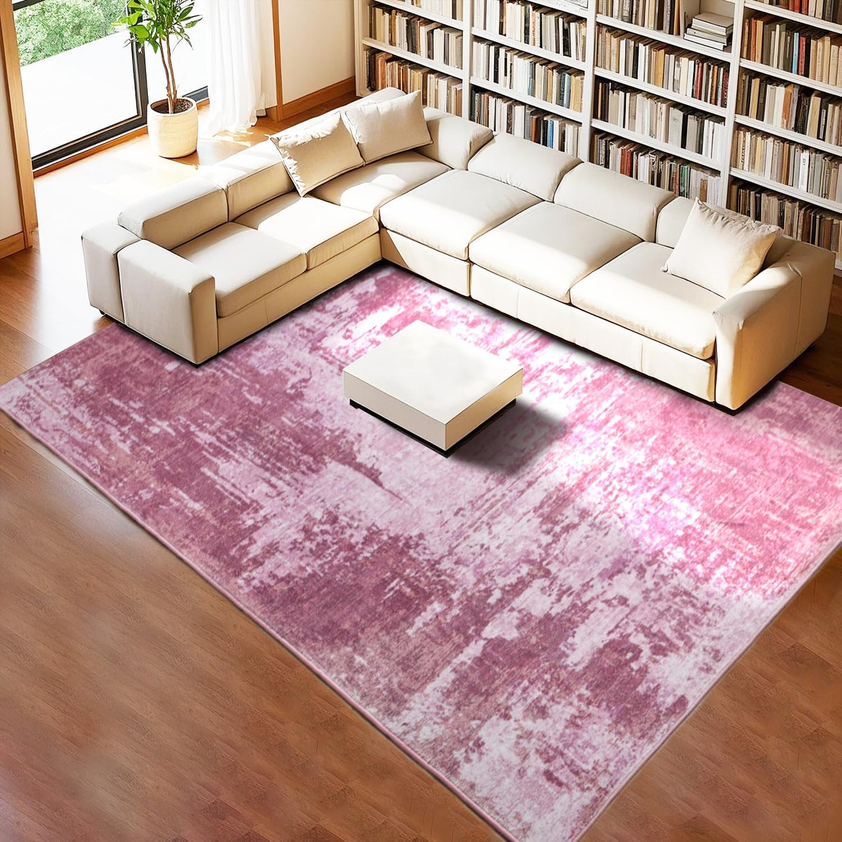 Living Room Rug 5x7 Gray Area Rug Machine Washable Boho Rug Non Slip Abstract Vintage Indoor Large Rugs for Bedroom, Classroom, College Dorm, Farmhouse, Dining Room, Kids Playroom