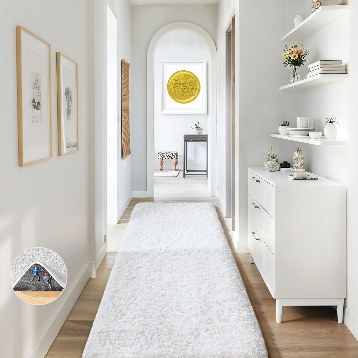 Ophanie Round Rugs 5Ft Ivory Circle Area Rug,Baby Nursery Living Room Bedroom Decor Circular Carpet 5 Foot,Fluffy Fuzzy Shag Plush Cream for Kids Boys Girls Teen with Over 99 pcs Pile fibers