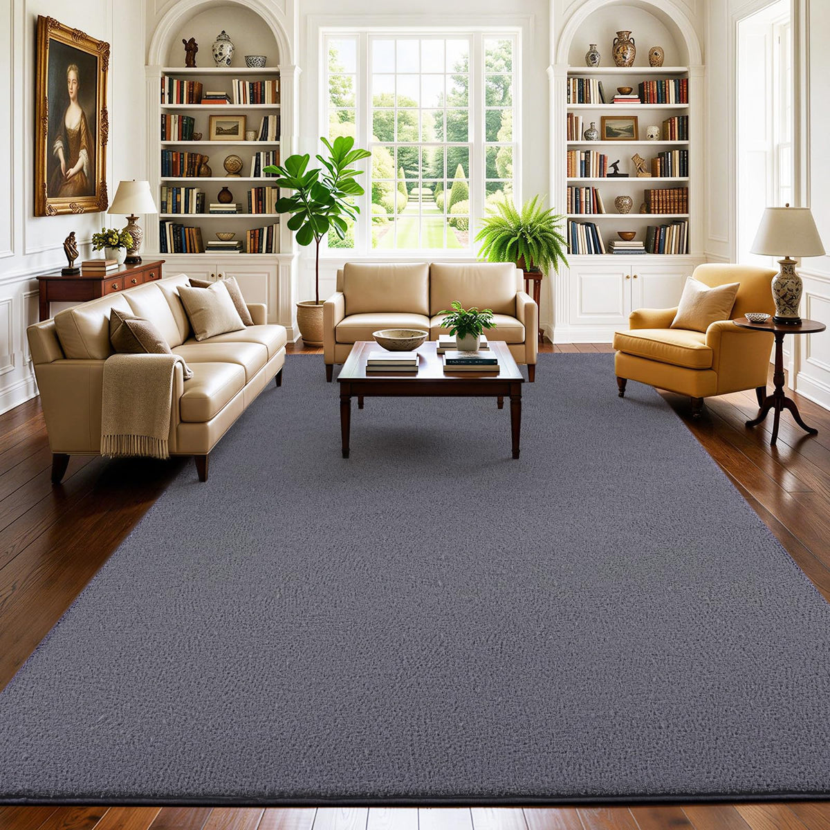 4x6 Black Area Rugs for Living Room, Non-Shedding Memory Foam Carpet