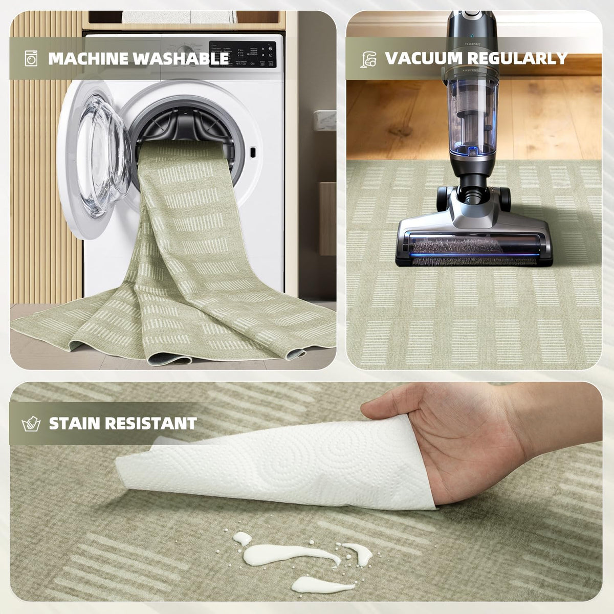Washable Rugs 8x10 Area Rugs for Living Room,Ultra Soft Faux Wool Retro Carpets,Non Slip Backing,Durable Edge Binding,Stain Resistant,The Large Carpet for Bed Room,Dining Room,Office Decor