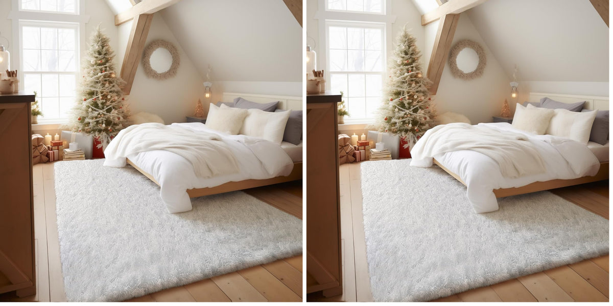 Ophanie Round Rugs 5Ft Ivory Circle Area Rug,Baby Nursery Living Room Bedroom Decor Circular Carpet 5 Foot,Fluffy Fuzzy Shag Plush Cream for Kids Boys Girls Teen with Over 99 pcs Pile fibers