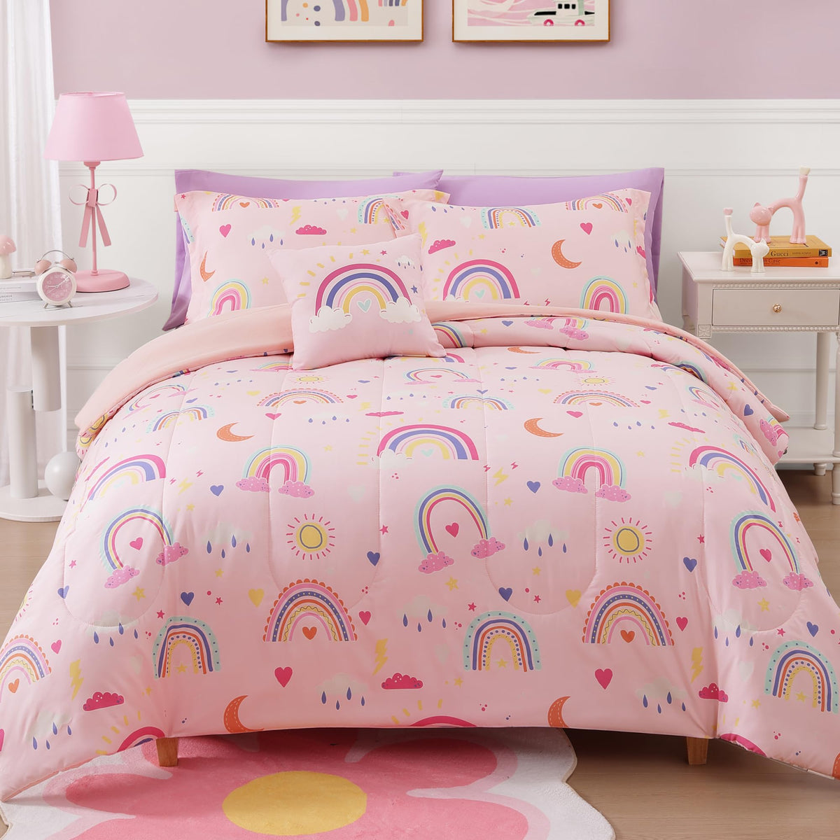 Twin Comforter Set for Girls-3 Pieces Mermaid Glow in the Dark Bedding Sets