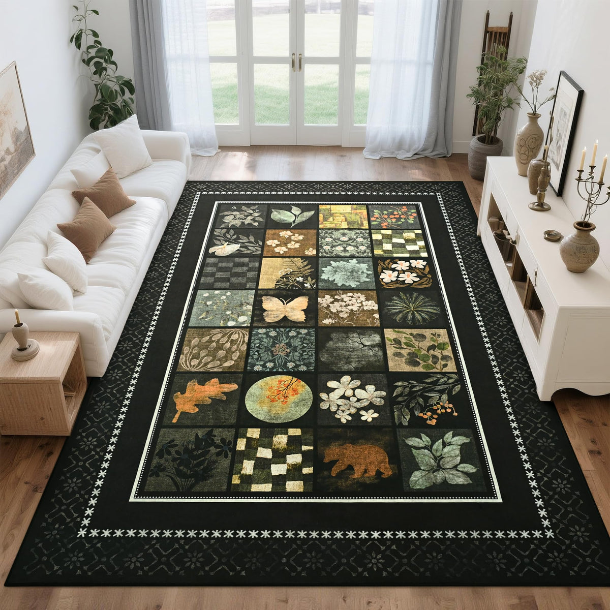 Tepook 4x6 Area Rugs for Living Room, Washable Large Geometric Bedroom Rug
