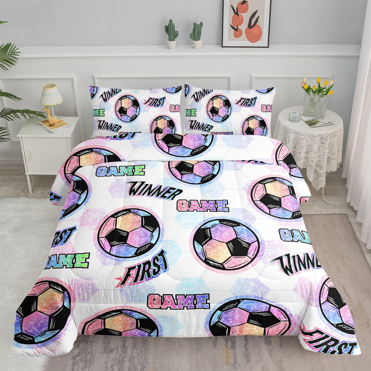 Kids Comforter Set Farm Theme Printed Pattern Bedding Set with 1 Comforter and 2 Pillowcases for Girls Boys Bedroom All Season(Farm Theme01 Twin)