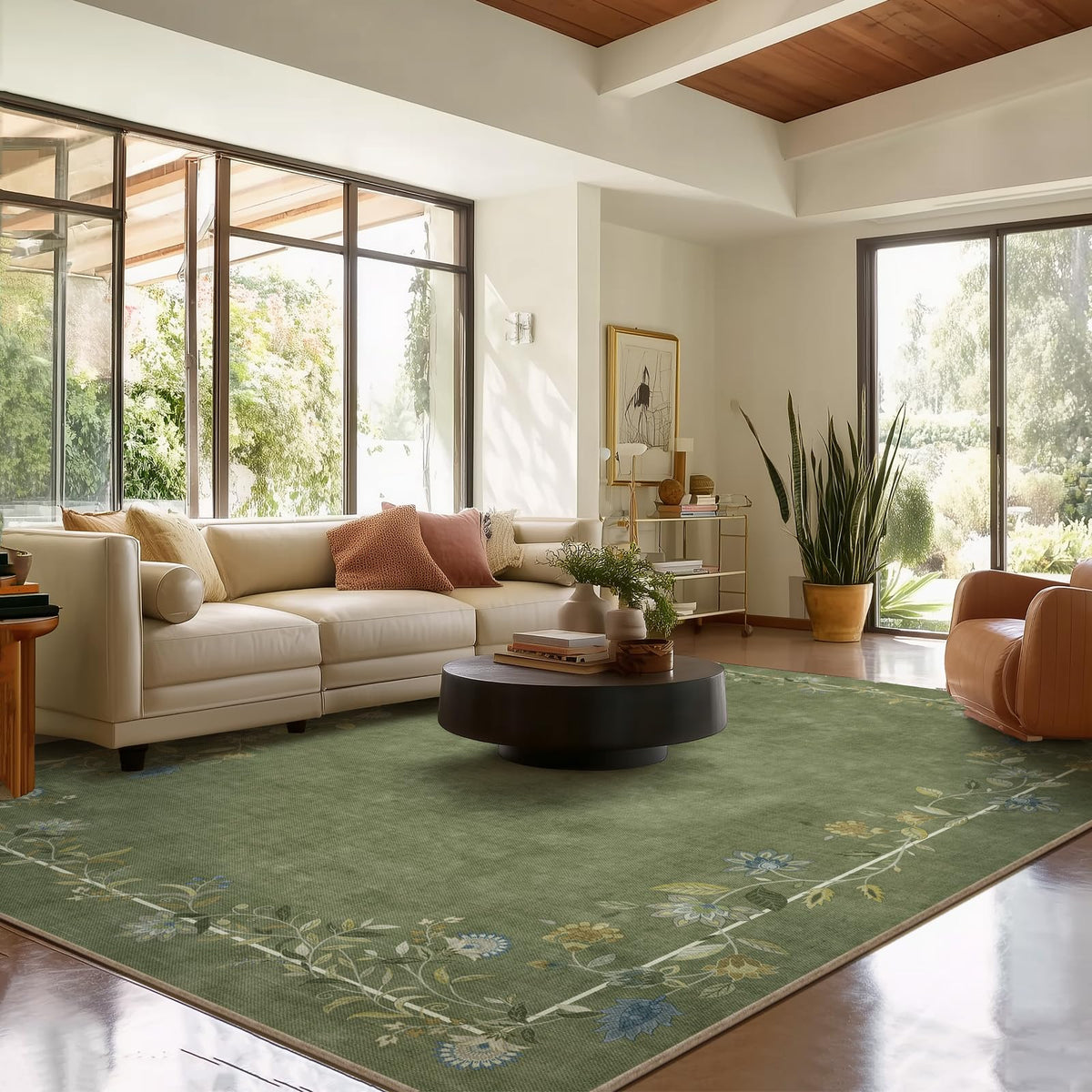 5x7 Area Rug for Living Room: Washable Bedroom Rug Non Slip Low Pile Carpet