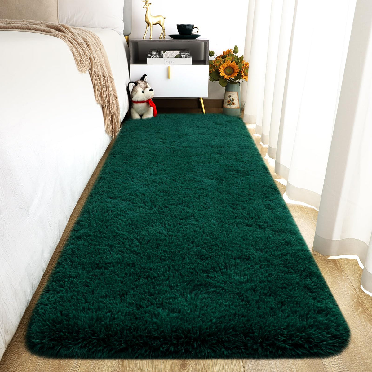 Merelax Soft Area Rug for Livingroom Bedroom, Machine Washable 4x6 Black Rugs Fluffy Shaggy Bedside Rug, Non Slip Indoor Carpet for Nursery Kids Room Home Decor Aesthetic