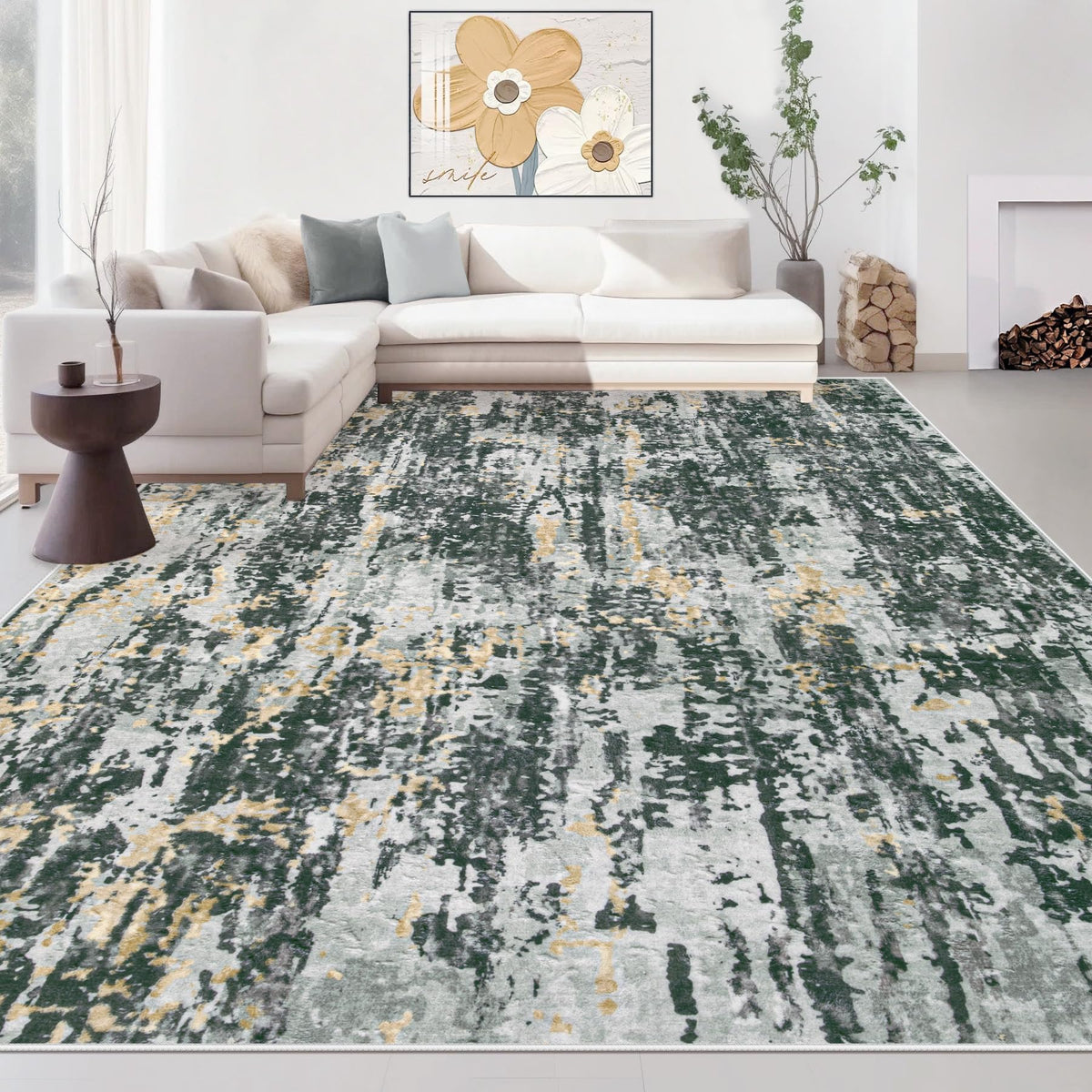 Area Rugs 6x9 Living Room: Washable Rug Modern Abstract Large Rug Soft Non Slip Neutral Rugs Stain Resistant Indoor Carpet for Bedroom Kitchen Dining Room Table Nursery Home Office Rugs(Beige,6'x9')