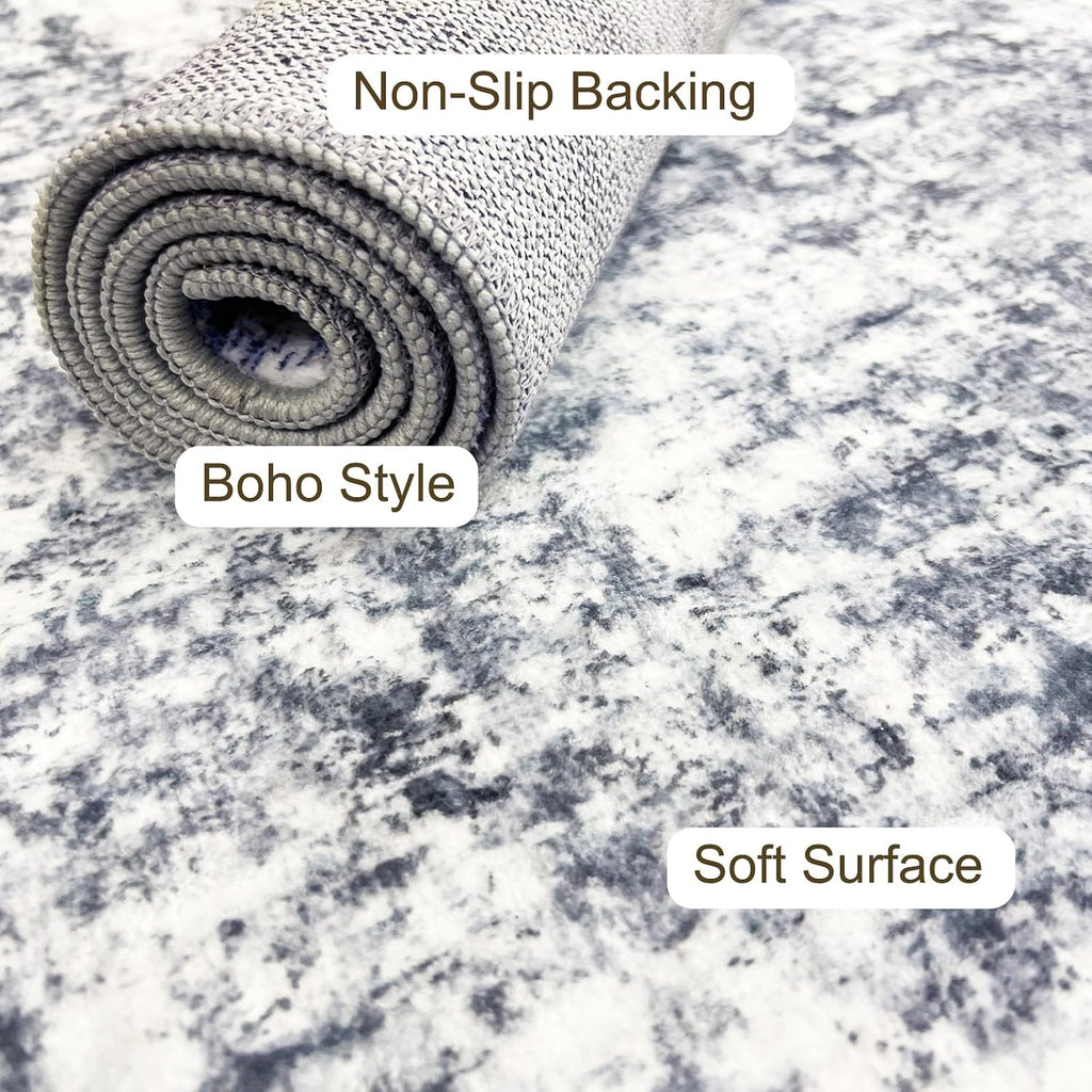 2x3 Washable Rug for Kitchen & Bedroom Floor or Entryway, Soft Indoor Mat for Inside House, Small Throw Carpet Bathroom Rug, Gray Carpet