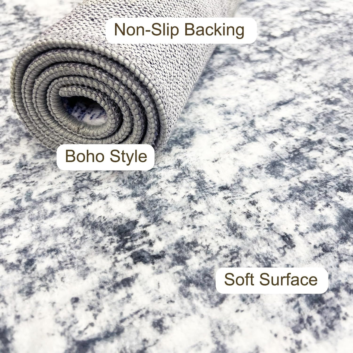 2x3 Washable Rug for Kitchen & Bedroom Floor or Entryway, Soft Indoor Mat for Inside House, Small Throw Carpet Bathroom Rug, Gray Carpet