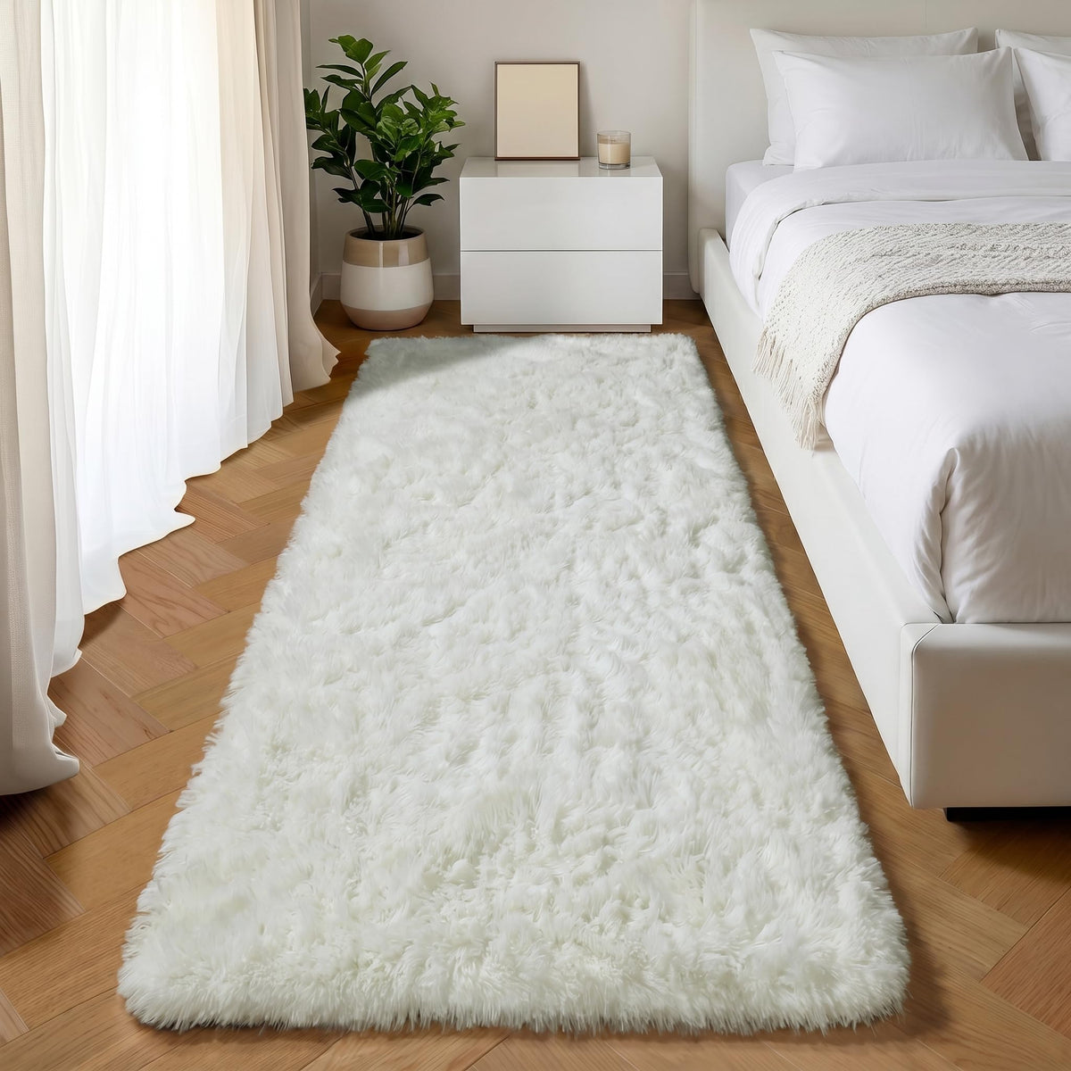 Area Rugs for Bedroom Living Room, 4x6 Fluffy Grey and Black Geometric Rug