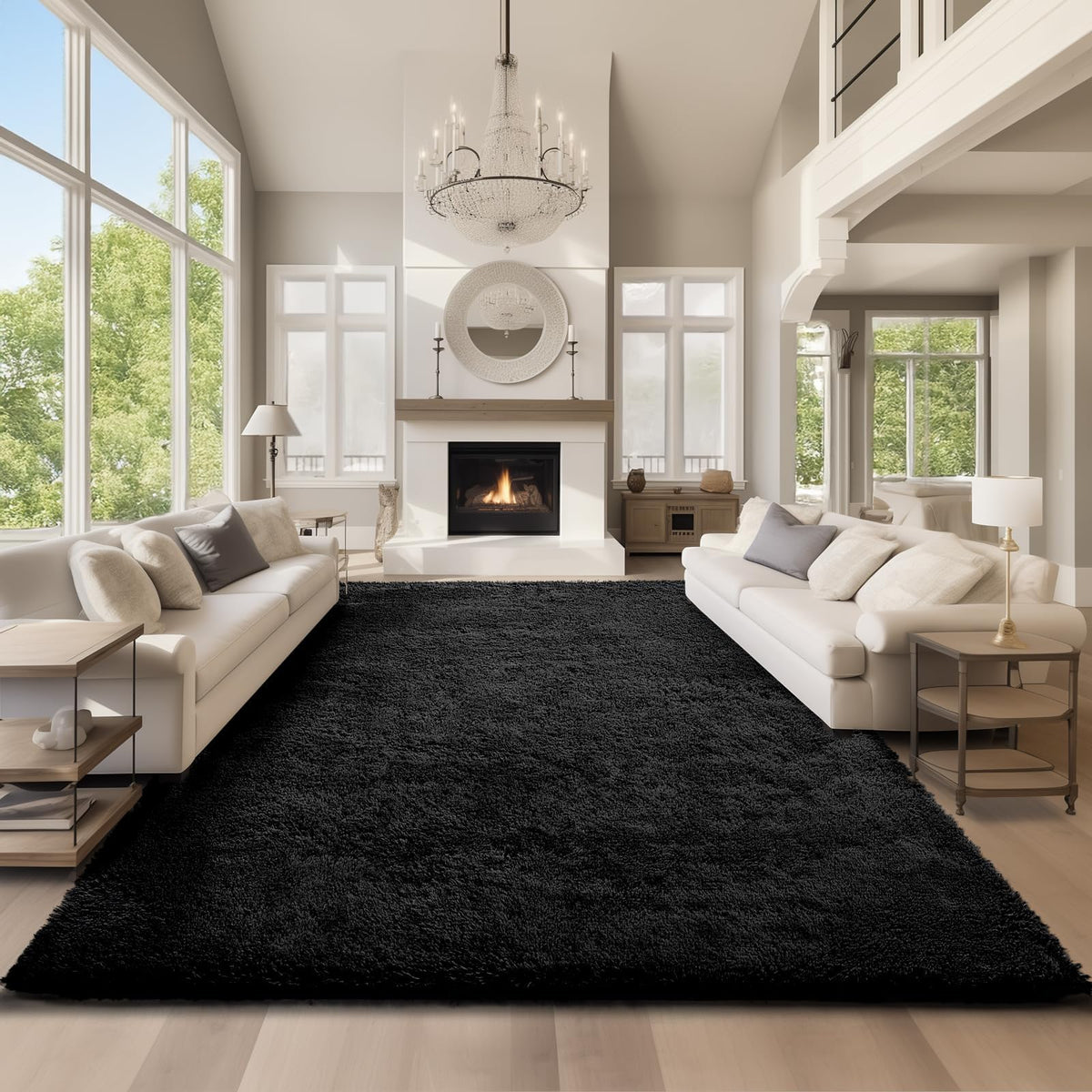 Ophanie Round Rugs 5Ft Ivory Circle Area Rug,Baby Nursery Living Room Bedroom Decor Circular Carpet 5 Foot,Fluffy Fuzzy Shag Plush Cream for Kids Boys Girls Teen with Over 99 pcs Pile fibers