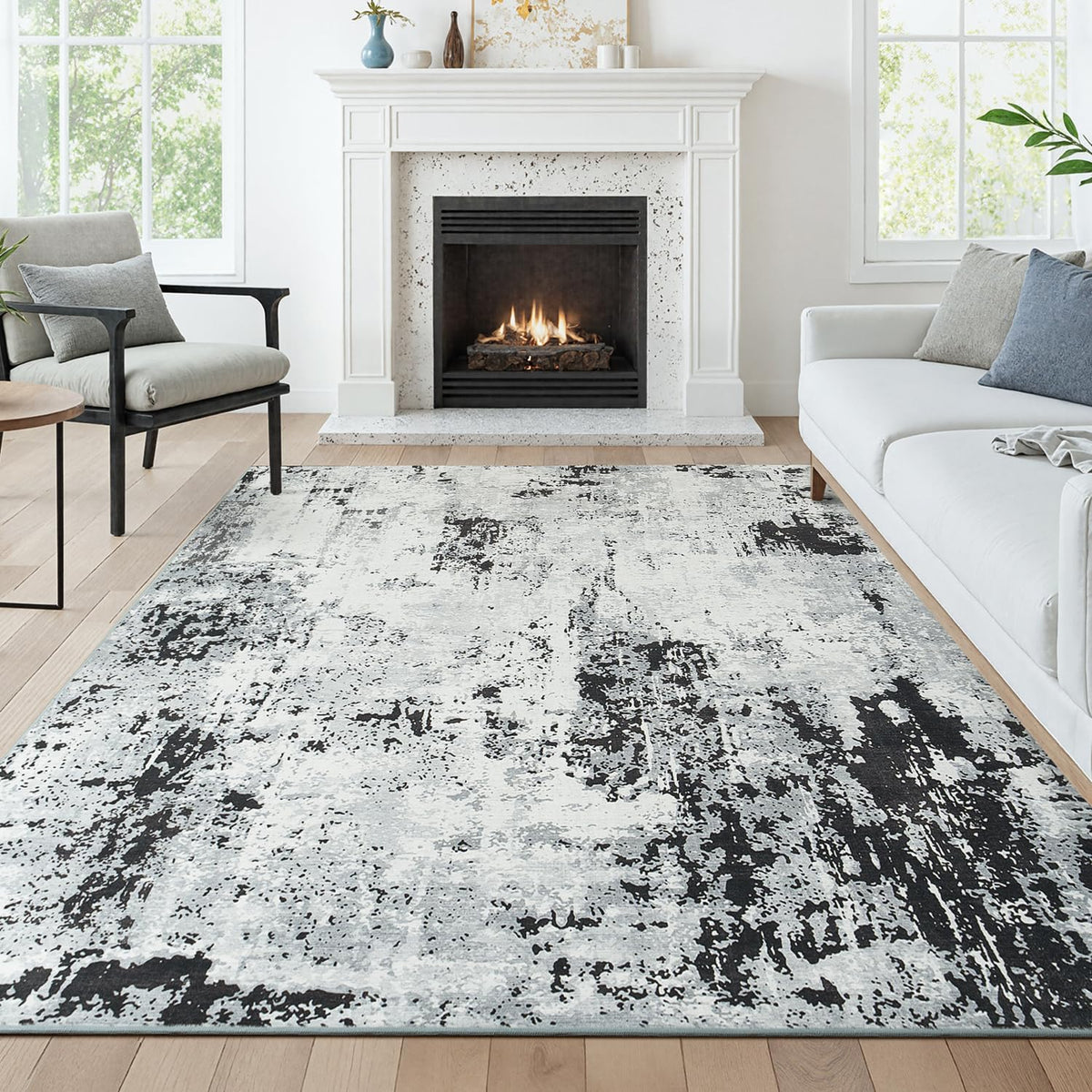 9x12 Area Rugs for Living Room, Large Washable Rug, Brown/Grey