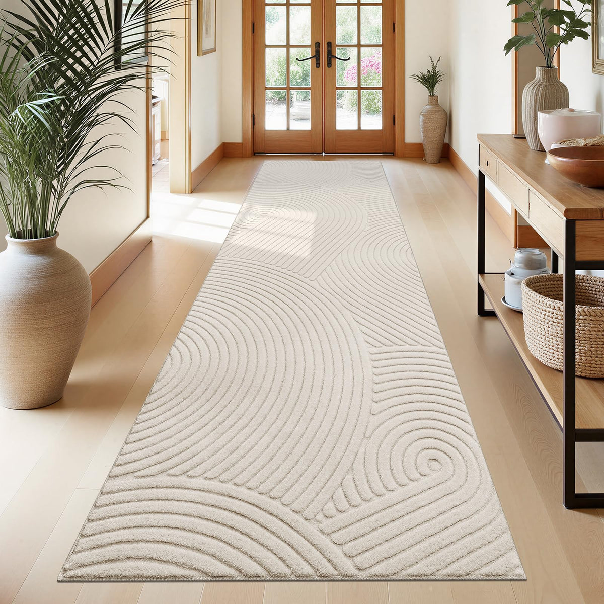 U'Artlines 5x7ft Washable Area Rug for Living Room, Beige