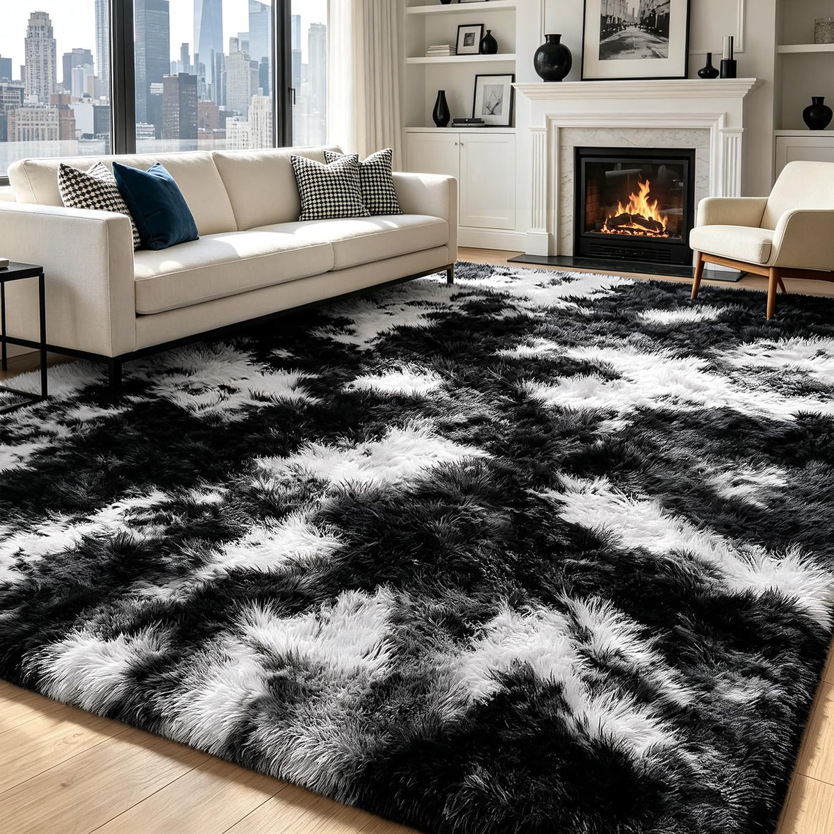 4x6 Beige Rug for Bedroom, Fluffy Shag Area Rug Small Rug Bedroom Carpet