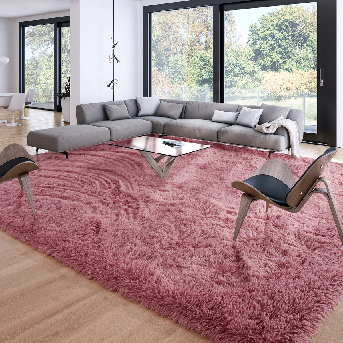 Merelax Soft Area Rug for Livingroom Bedroom, Machine Washable 4x6 Black Rugs Fluffy Shaggy Bedside Rug, Non Slip Indoor Carpet for Nursery Kids Room Home Decor Aesthetic