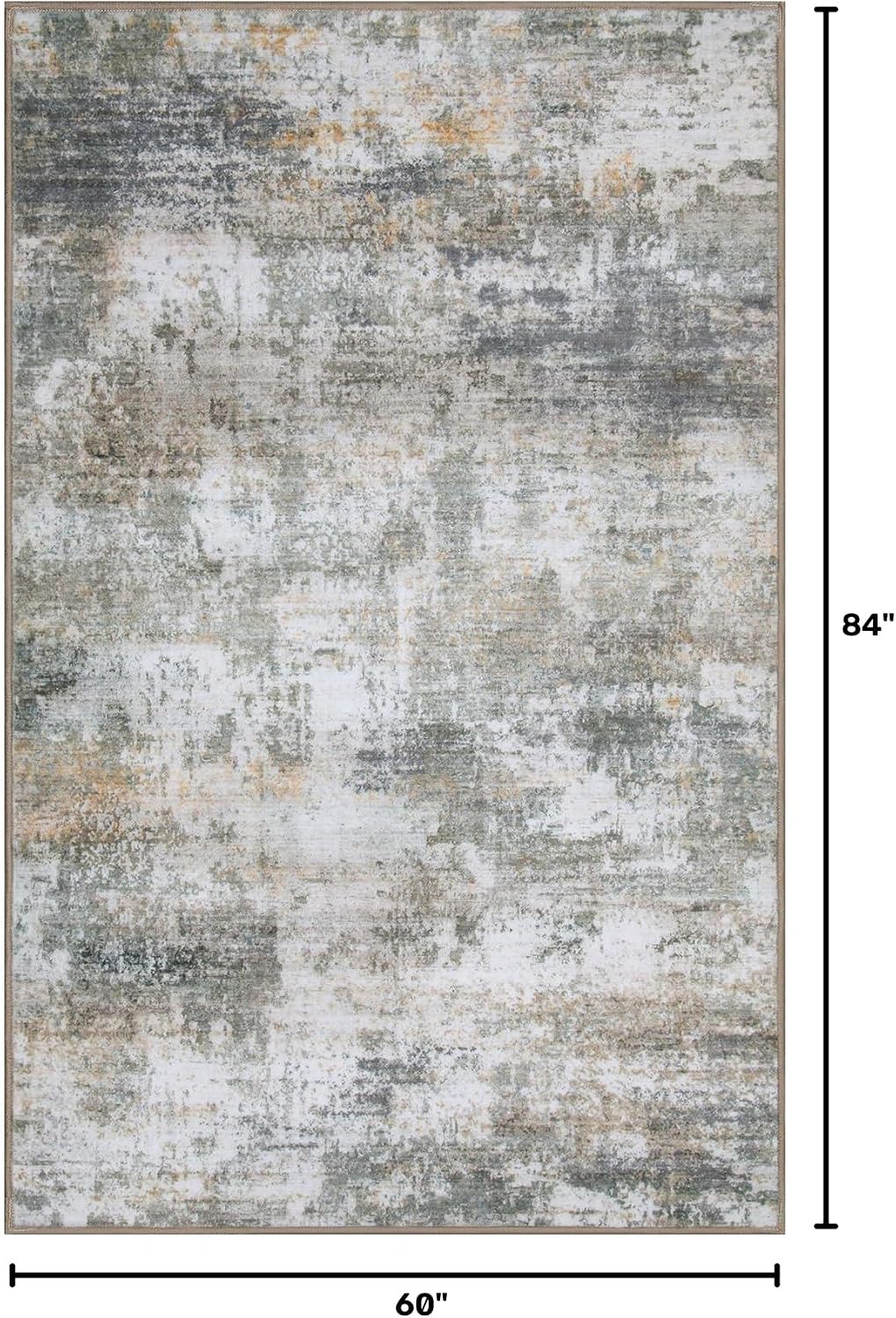 WILLSUN Washable Area Rugs, 5x7 Non-Slip Boho Large Area Rugs for Living Room, Bedroom, Machine Washable Vintage Rug, Indoor Floral Print Carpet for Home Decor, Kid & Pet Friendly Mat
