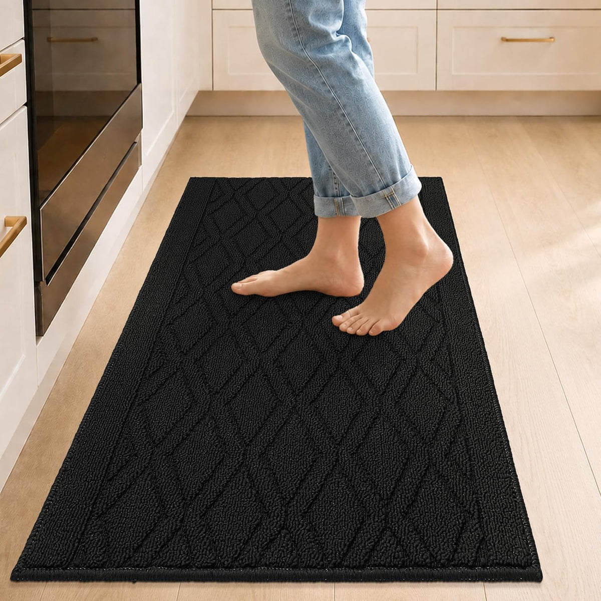 COSY HOMEER 48x20Inch/30X20Inch Kitchen Rug Mats,Grey