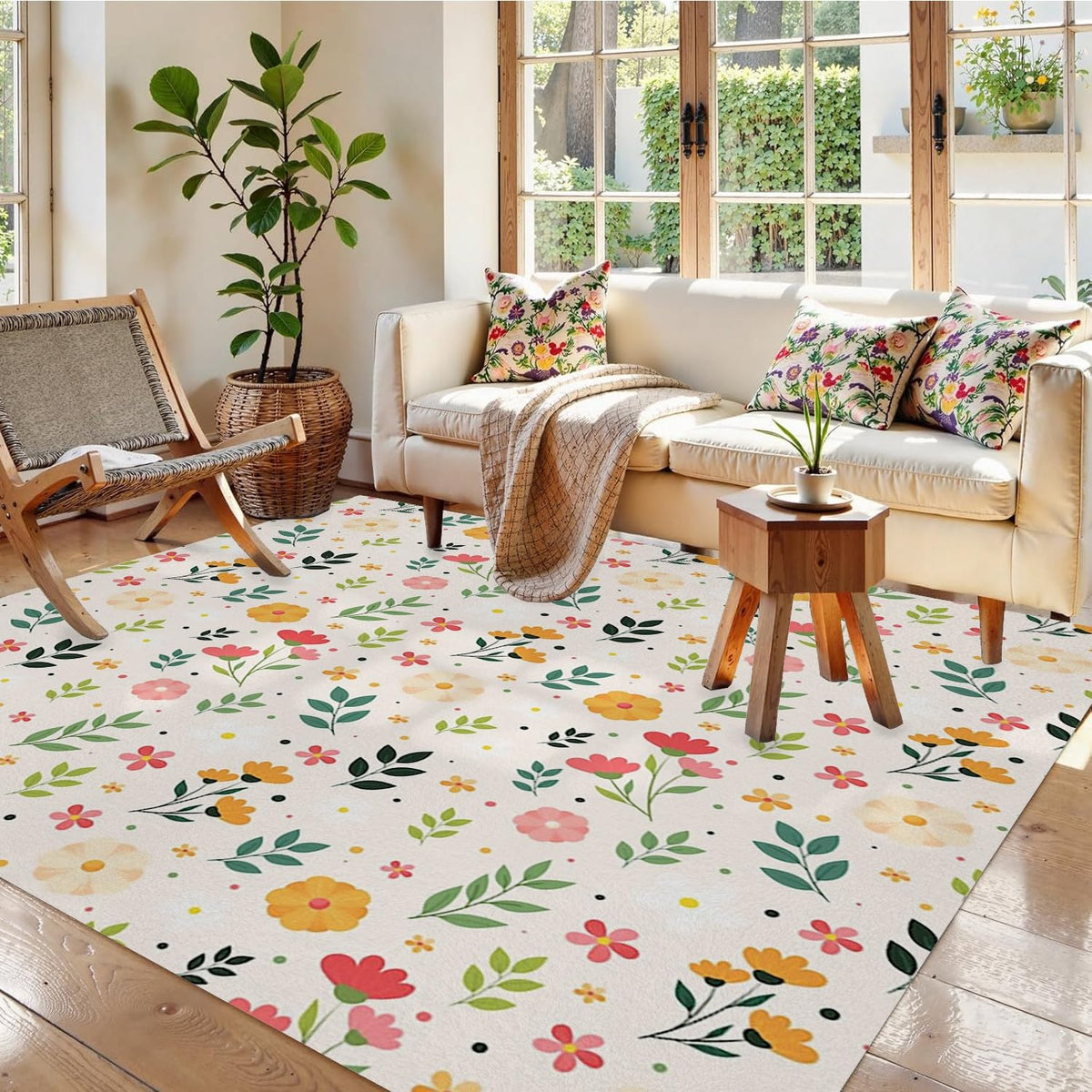 Vintage 5x7 Rug - Geometric Pattern Rug 2x6 - Colorful Rug for Bedroom Dining Room Kitchen Entryway Indoor Nostalgic Carpet, Non Slip & Soft Low Pile Indoor Washable Rugs for Women Teens J4