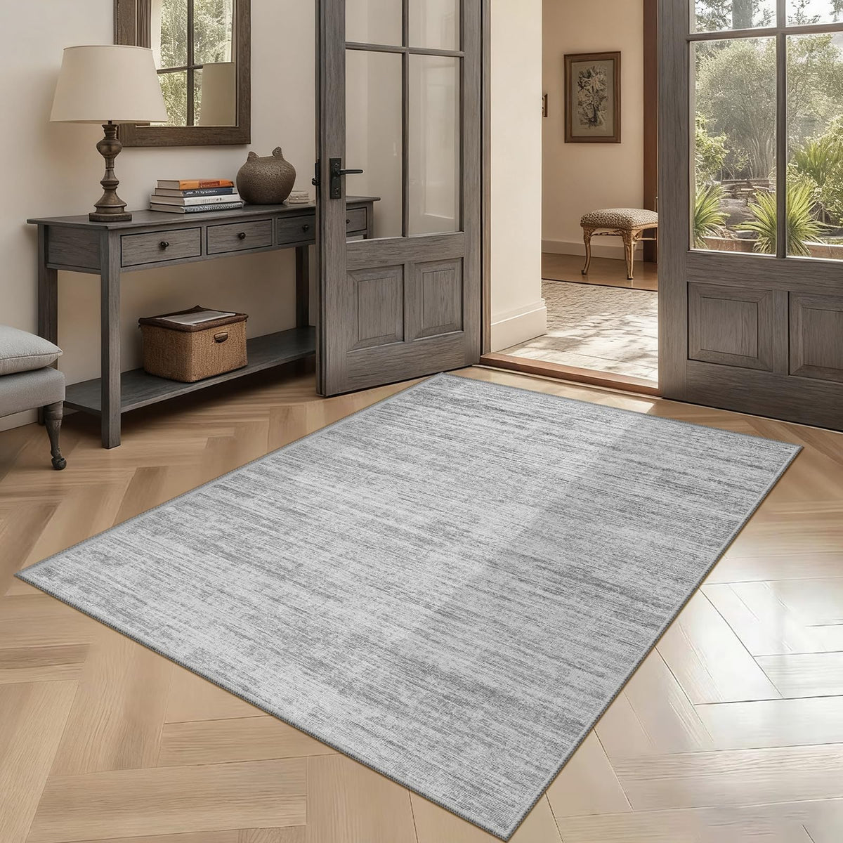 5x7 Area Rugs - Ultra-Thin Washble Rugs,Non-Slip Low Pile Abstract Print Rugs for Living Room,Home Office Decor,Stain Resistant Machine Washable Area Rug