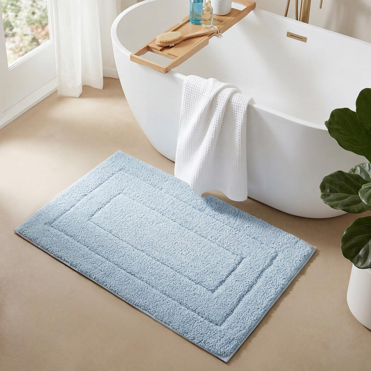GRANNY SAYS Gray Bathroom Rug 16" x 24", Non-Slip Microfiber Bath Mat