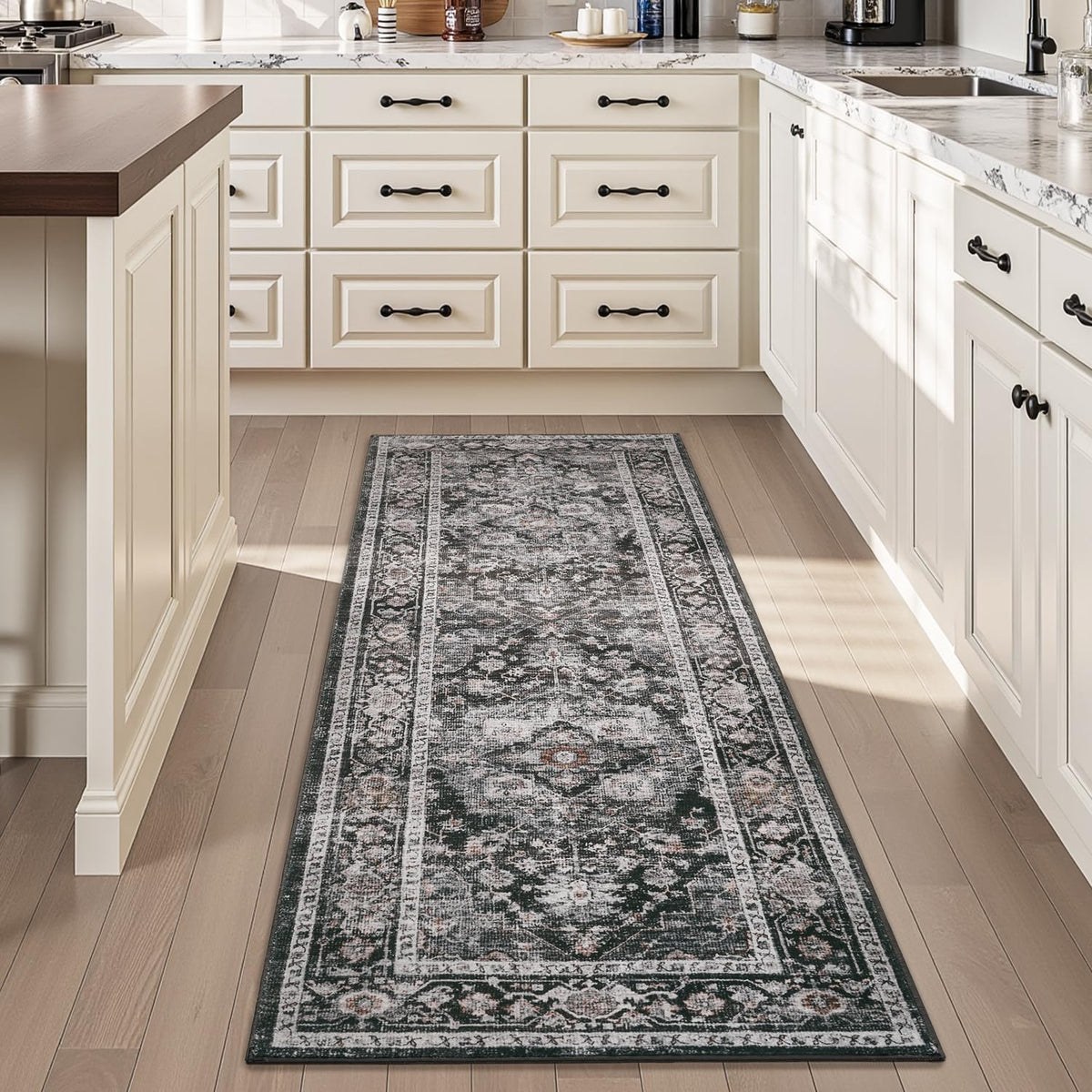 AMOAMI-Area Rug 5X7 Rugs for Living Room-Vintage Soft Beige Rugs for Bedroom-Non Slip Carpet-Machine Washable Rug for Dining Room Living Room Bedroom Office Under Table-Beige