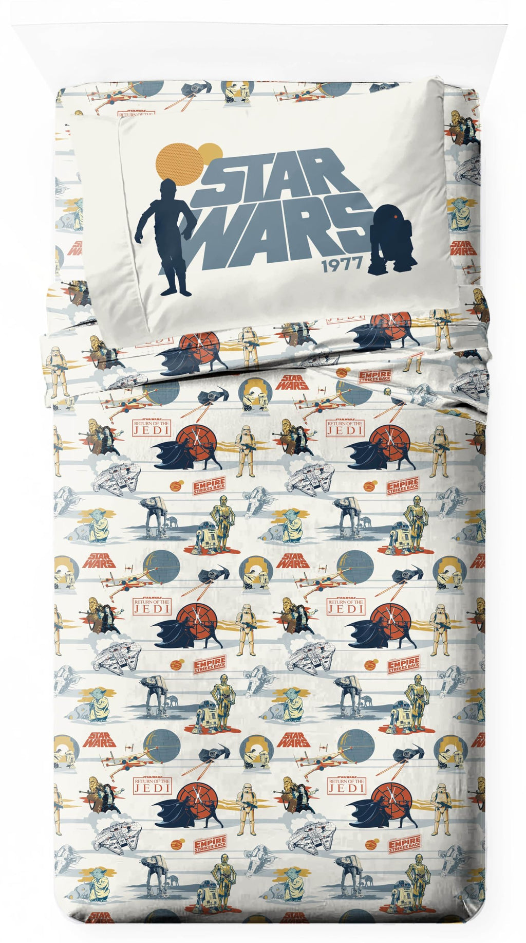 Jay Franco Kids Sheet Cartoon Set with Fitted, Flat Sheets & Pillow Cover - Ultra-Soft Bedding with Pillowcase for Room Decor, White - Toy Story, 4 Piece Queen