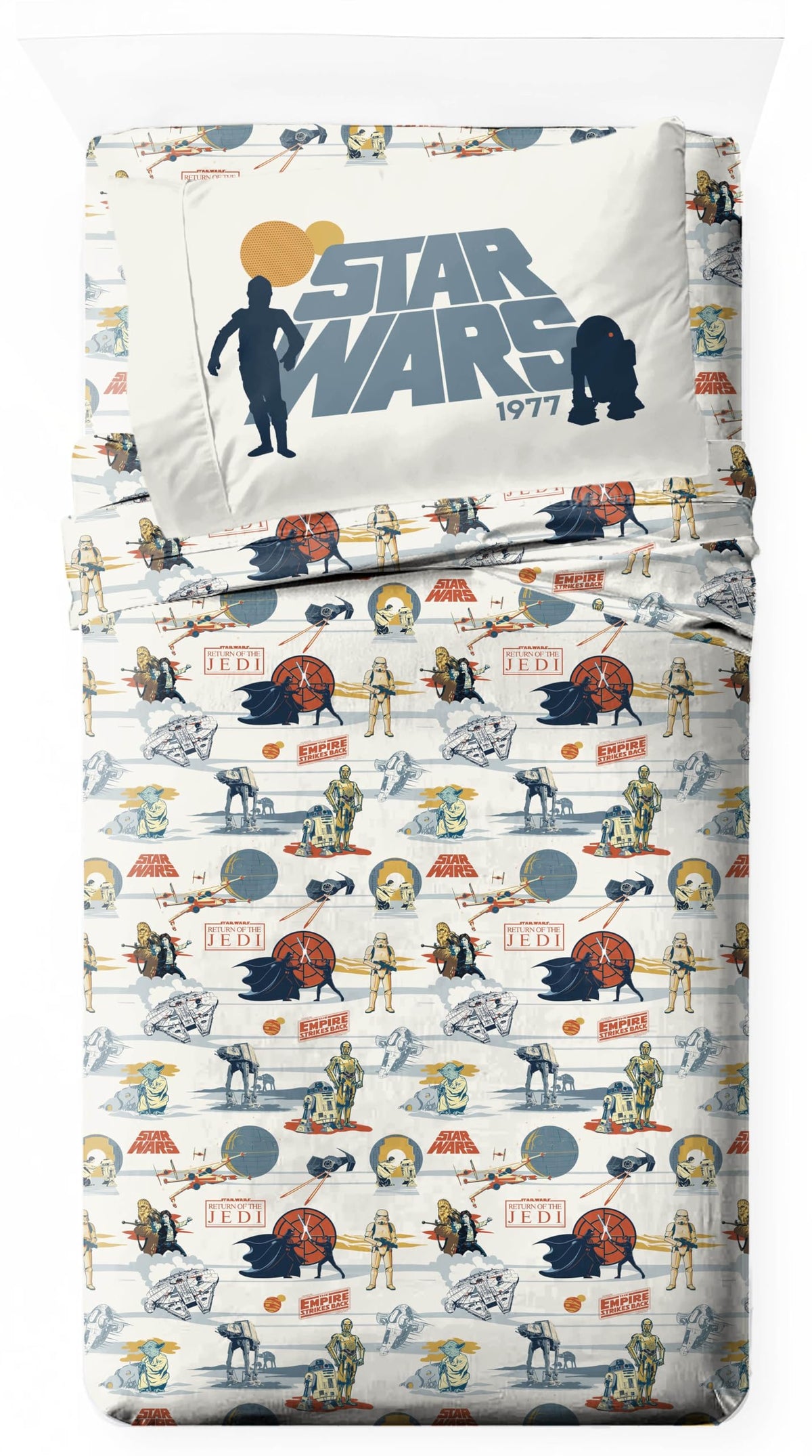 Jay Franco Kids Sheet Cartoon Set with Fitted, Flat Sheets & Pillow Cover - Ultra-Soft Bedding with Pillowcase for Room Decor, White - Toy Story, 4 Piece Queen