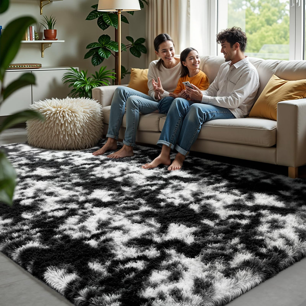 Zentavio Area Rugs for Living Room Grey Rugs for Bedroom 4x6 Carpet Fluffy Furry Soft Shag Aesthetic Plush High Pile Gray Throw Rug for Nursery Kids Room Dorm