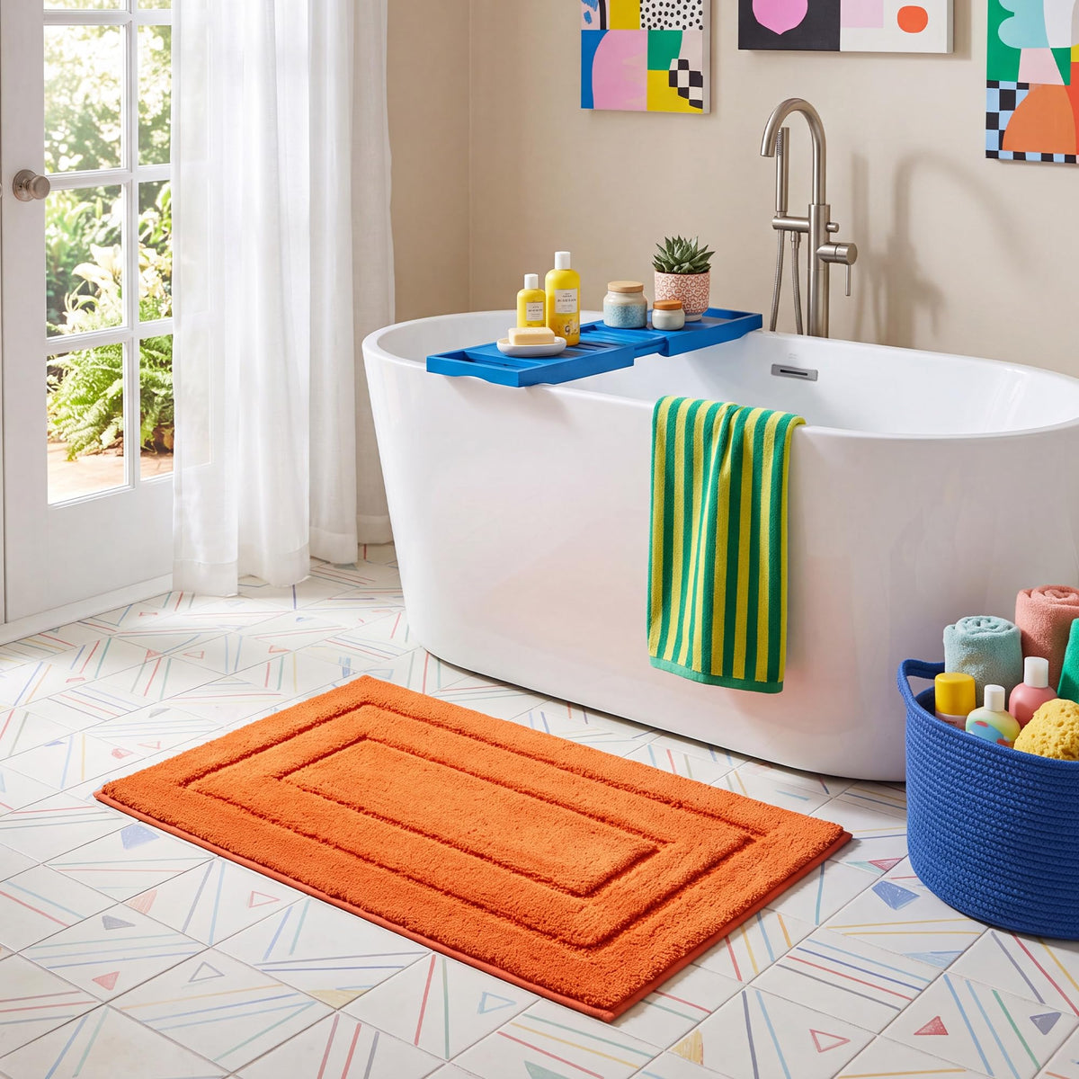 GRANNY SAYS Gray Bathroom Rug 16" x 24", Non-Slip Microfiber Bath Mat