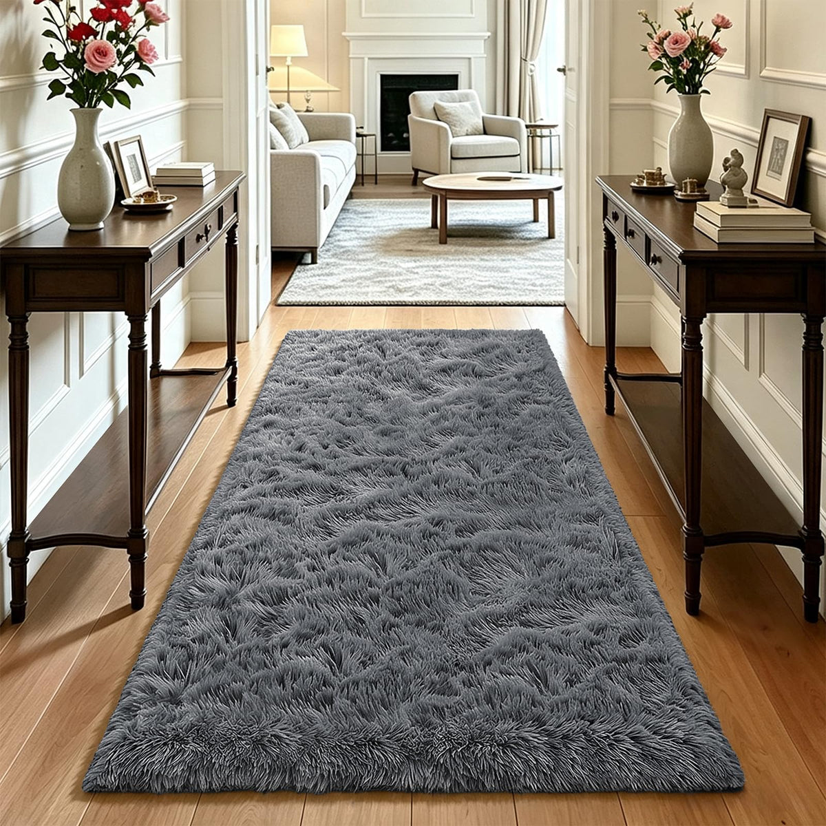4x6 Beige Rug for Bedroom, Fluffy Shag Area Rug Small Rug Bedroom Carpet